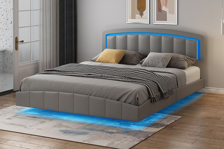4468-1 LED polstret flytende sengeramme
