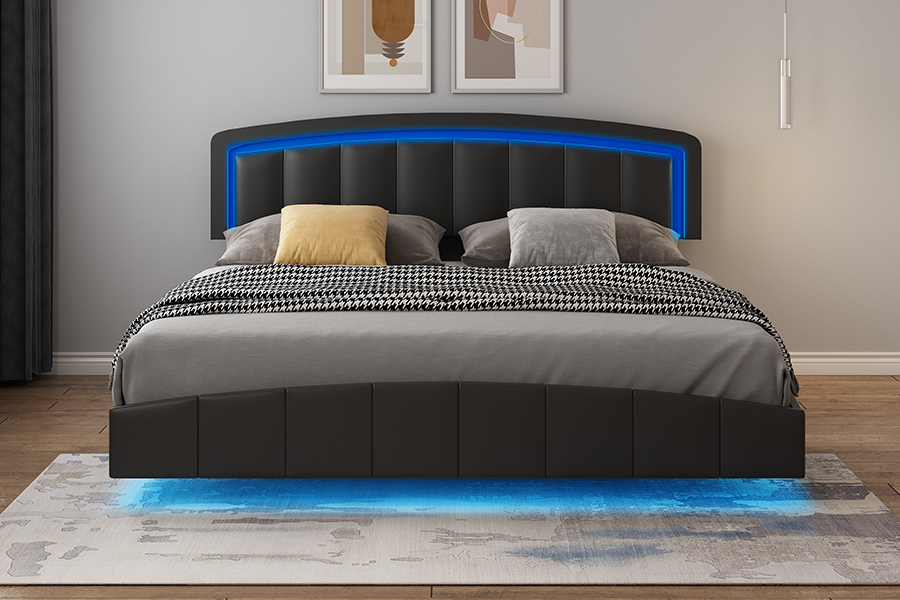 4468-1 LED polstret flytende sengeramme