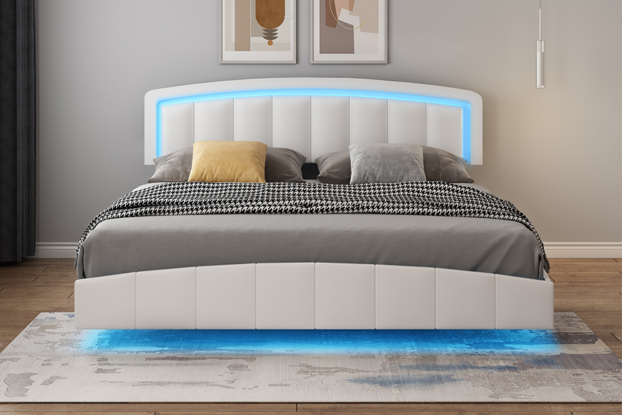 4468-1 LED polstret flytende sengeramme