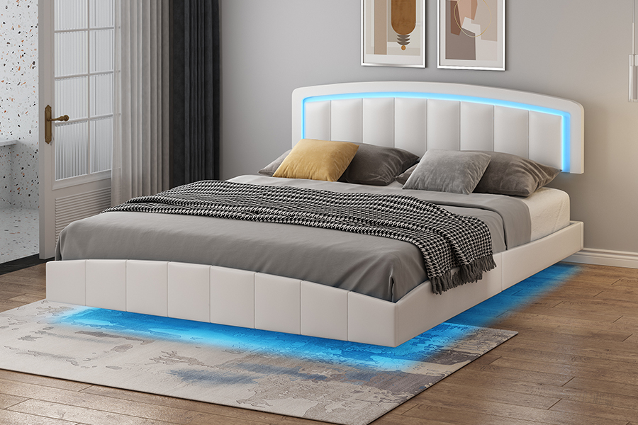 4468-1 LED polstret flytende sengeramme