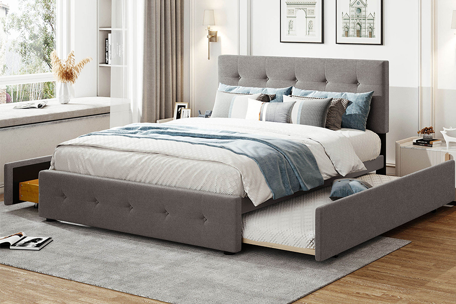 N15 Justerbar dobbel holdbarhet Trundle Bunk Polstret sengeramme