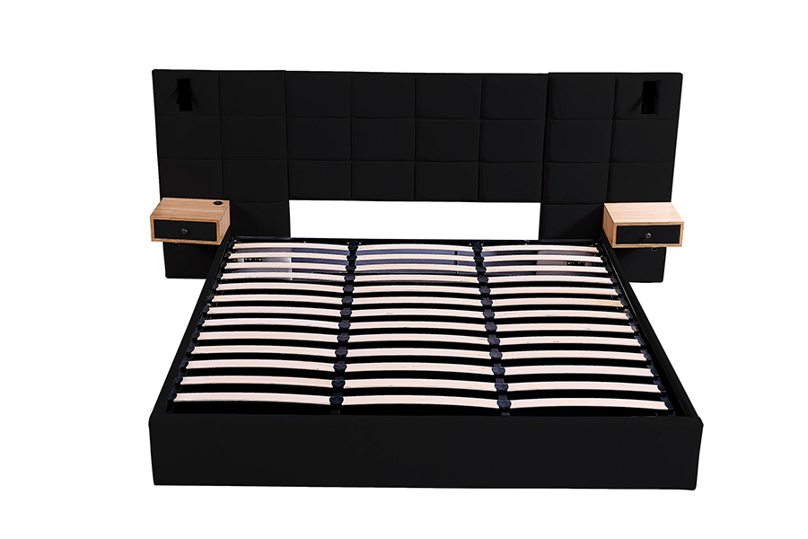 N6 Justerbar Sengeramme Myk Seng Materiale LED Polstret Sengeramme