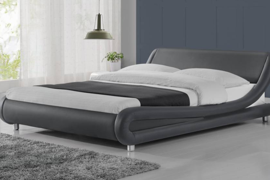 1140 Wooden PU Syntetisk Skinn Sengeramme Polstret Seng