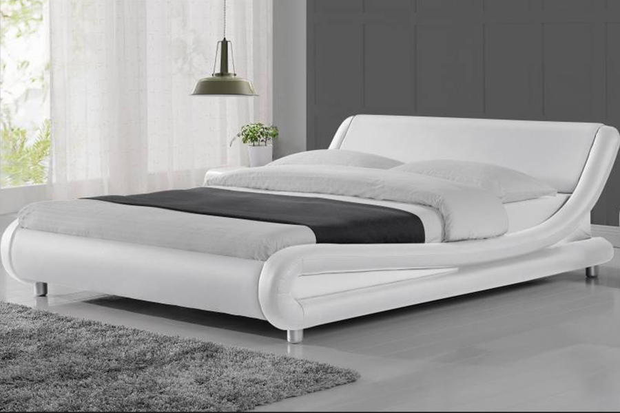 1140 Wooden PU Syntetisk Skinn Sengeramme Polstret Seng