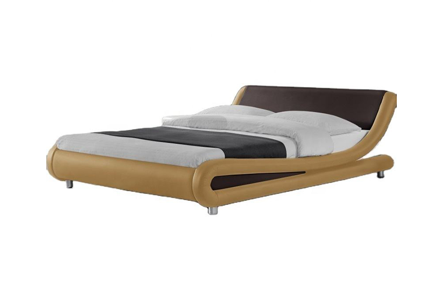 1140 Wooden PU Syntetisk Skinn Sengeramme Polstret Seng