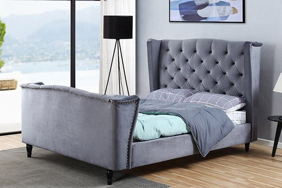 1399 Velvet Stoff Wingback Button Polstret seng