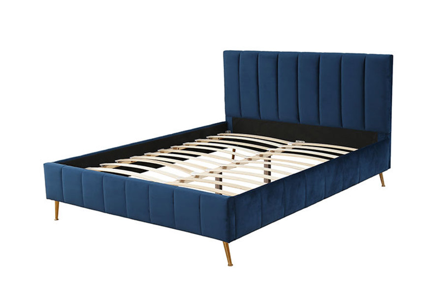 1382 Modern Style Double Bed Solid Wood Upholstered Bed