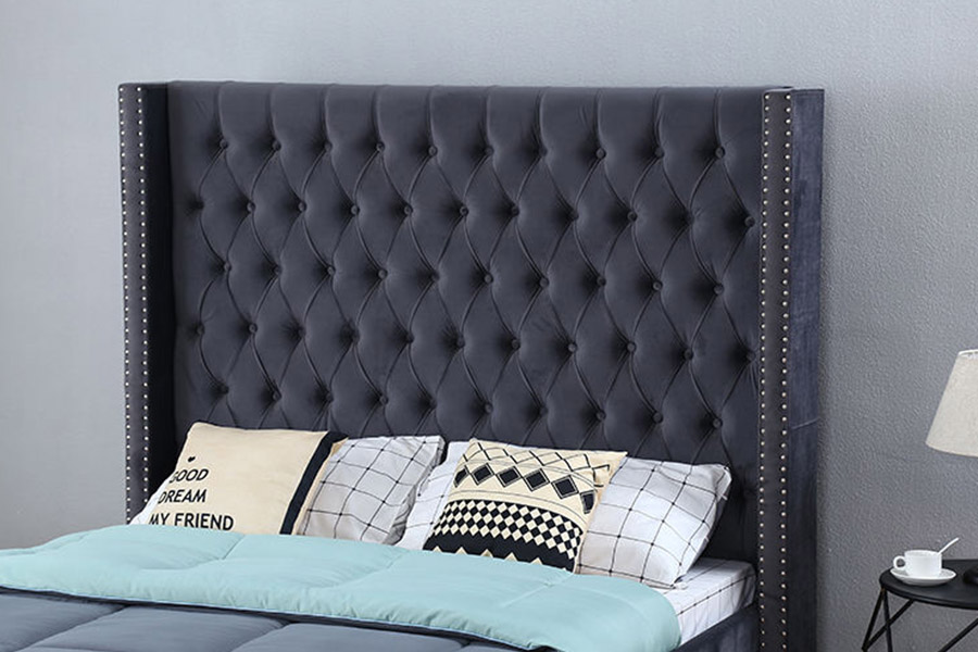 1351 Modern Luxury Design Wingback Bed Polstret Seng