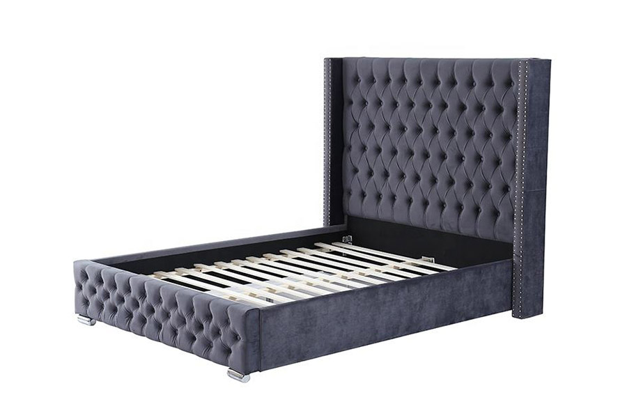 1351 Modern Luxury Design Wingback Bed Polstret Seng