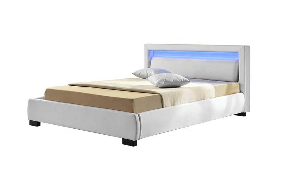 1857 Moderne moderne kunstskinn LED-polstret sengeramme