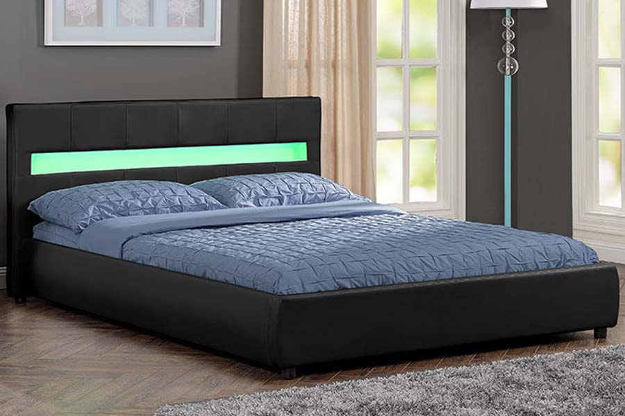 1813 Hvit PU myk seng LED Polstret sengeramme