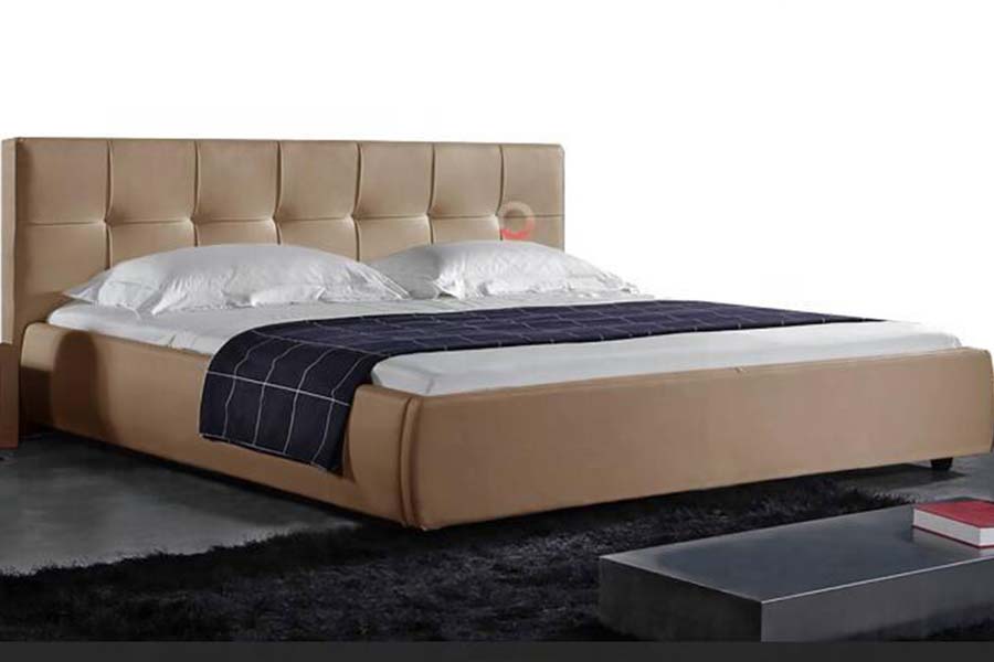 1813 Hvit PU myk seng LED Polstret sengeramme