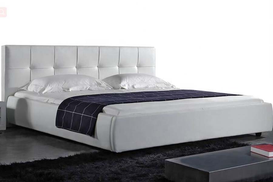 1813 Hvit PU myk seng LED Polstret sengeramme