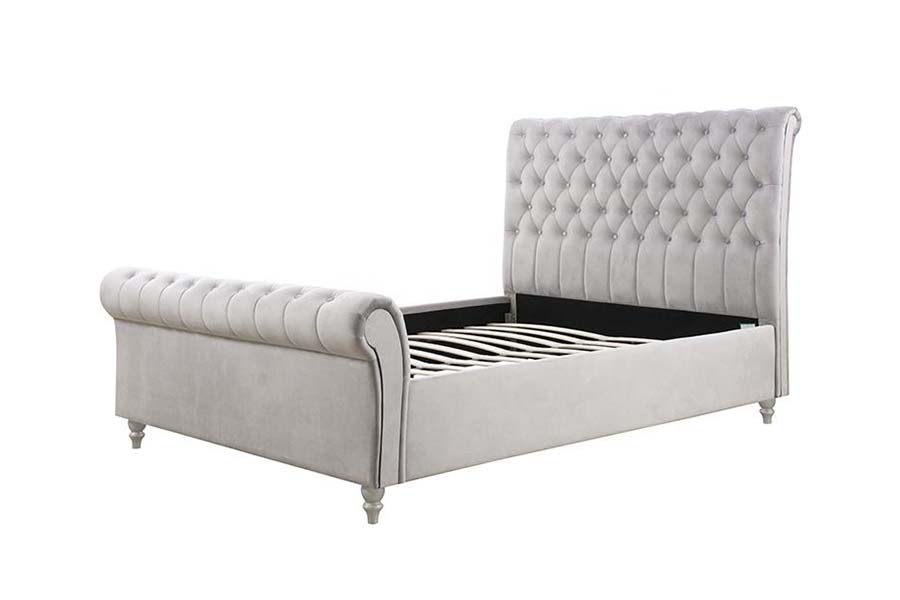 1563 Classical Sliver Sleigh Bed Polstret Seng