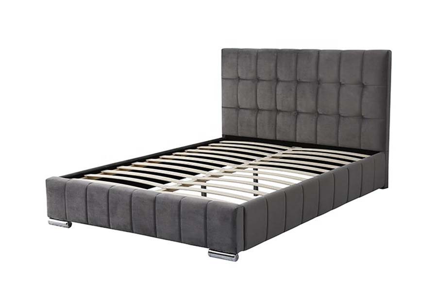 1555 Square Block Headboard Fløyel Stoff Polstret Seng