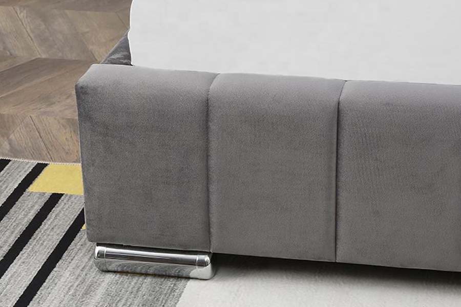 1555 Square Block Headboard Fløyel Stoff Polstret Seng