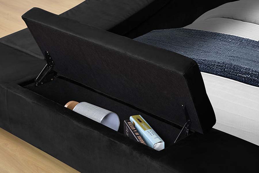 1550 Moderne Dobbel Leather Stoff Seng Polstret Oppbevaring Sengeramme