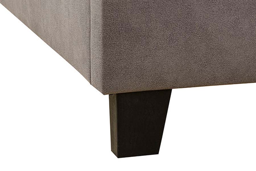 1618 Single Size Lin Solid Wood Fløyel Polstret Seng