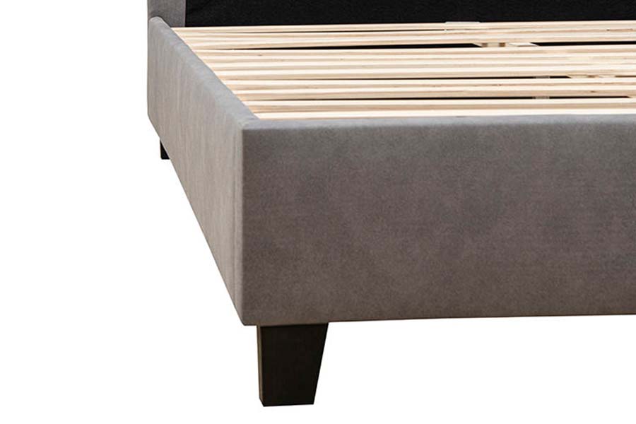 1618 Single Size Lin Solid Wood Fløyel Polstret Seng