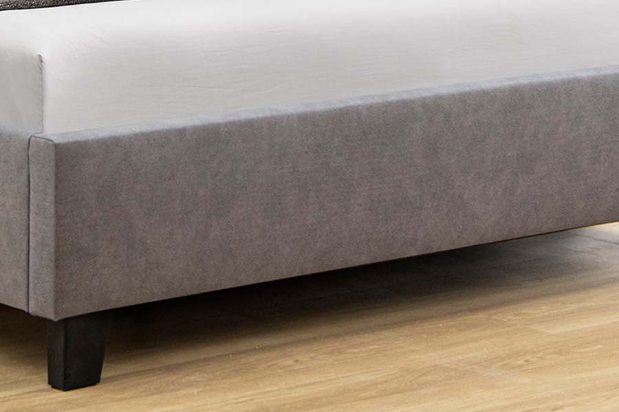 1618 Single Size Lin Solid Wood Fløyel Polstret Seng