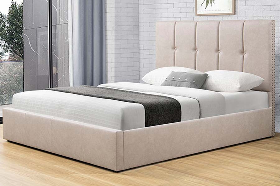 1616 King Size mykt stoff seng Button Design Polstret seng