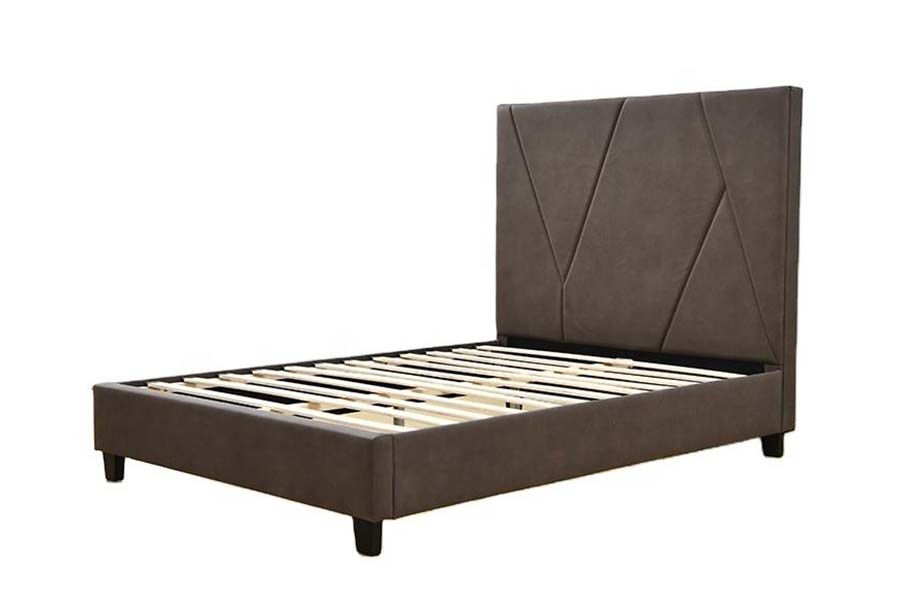 1615 Single Size Leather Bed Polstret seng