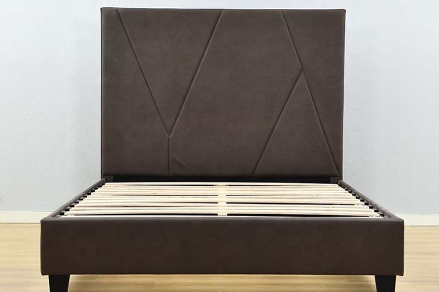 1615 Single Size Leather Bed Polstret seng