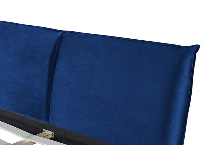1494 Wooden Leg Queen Bed Blue Soft Headboard Polstret seng