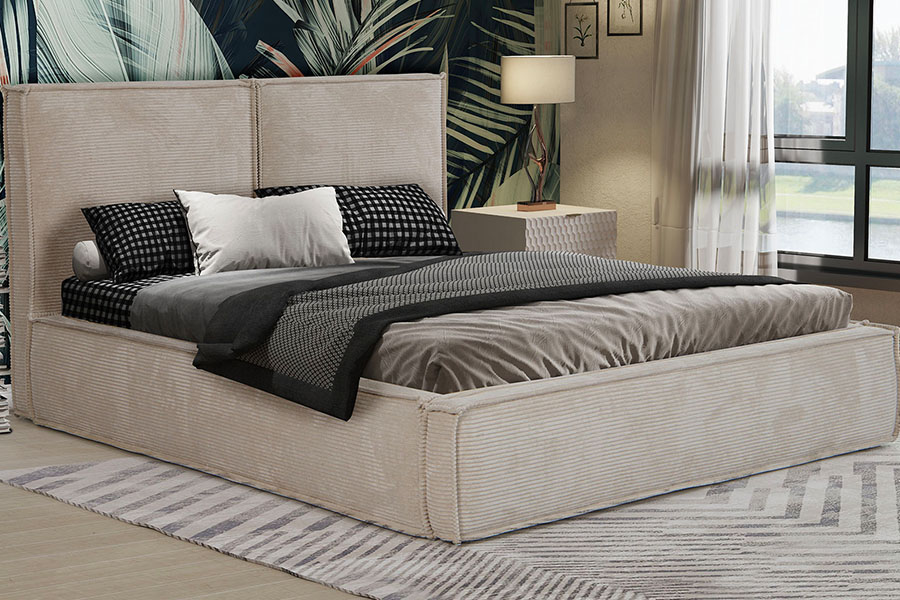 4213 Corduroy Stoff Tofu-Design Polstret Seng