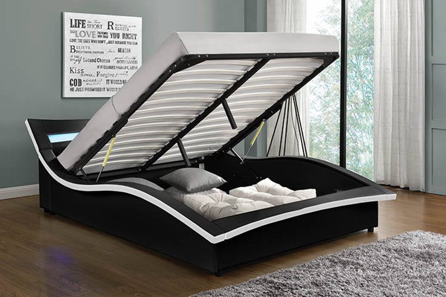 1877 Luksus PU-skinn LED-polstret sengeramme
