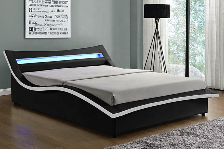 1877 Luksus PU-skinn LED-polstret sengeramme