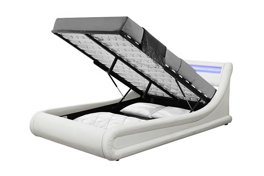1138-1G bølgelignende LED-gassløft ottomansk PU-skinnseng