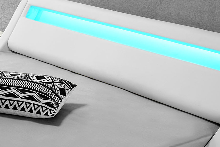 1137-1 Smart LED King Oppbevaring Lær Polstret Sengeramme