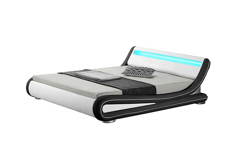 1137-1 Smart LED King Oppbevaring Lær Polstret Sengeramme