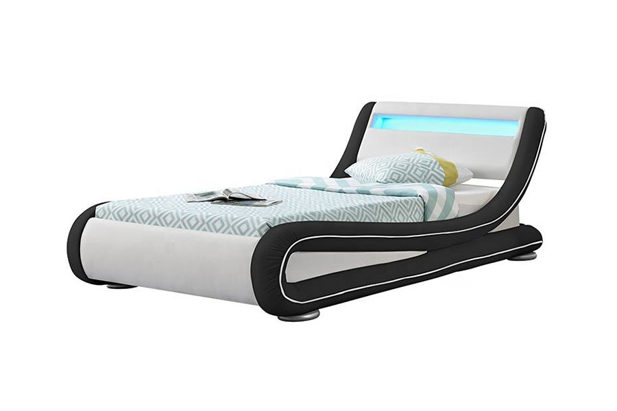 1137-1 Smart LED King Oppbevaring Lær Polstret Sengeramme