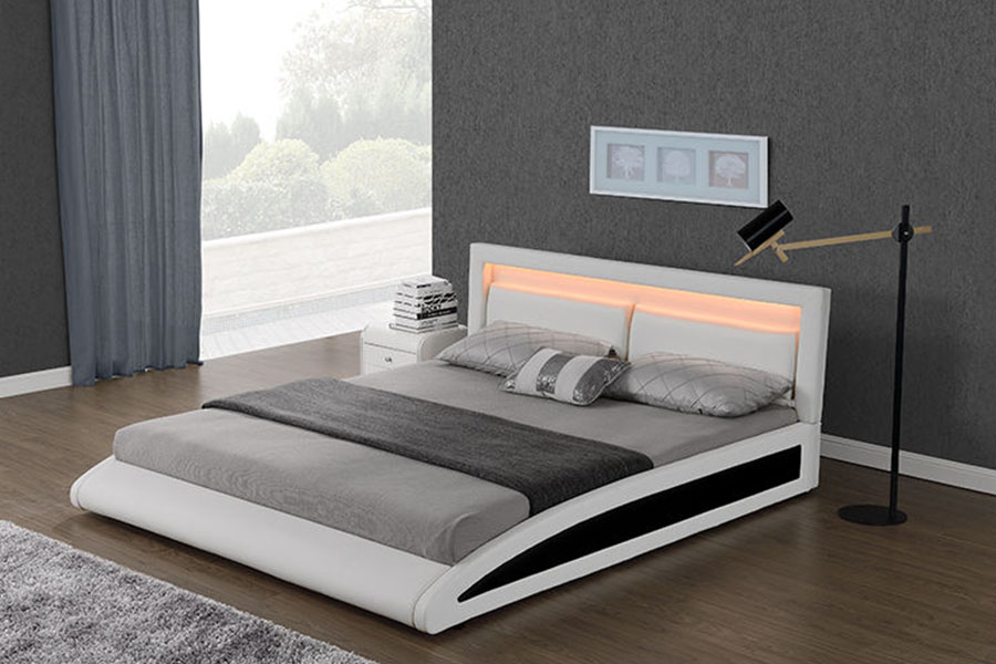 1118-1-2 Buet europeisk kunstskinn Smart LED-sengeramme
