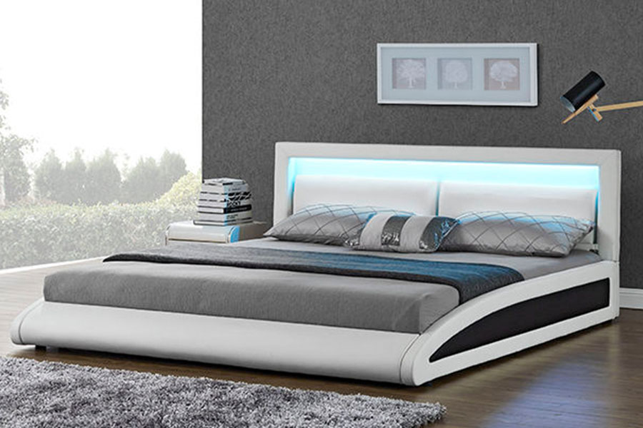1118-1-2 Buet europeisk kunstskinn Smart LED-sengeramme