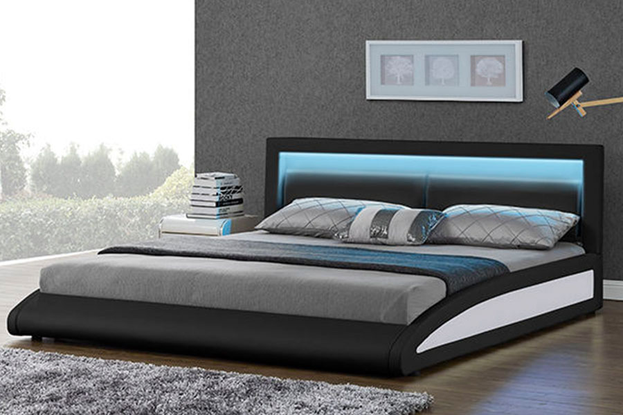 1118-1-2 Buet europeisk kunstskinn Smart LED-sengeramme