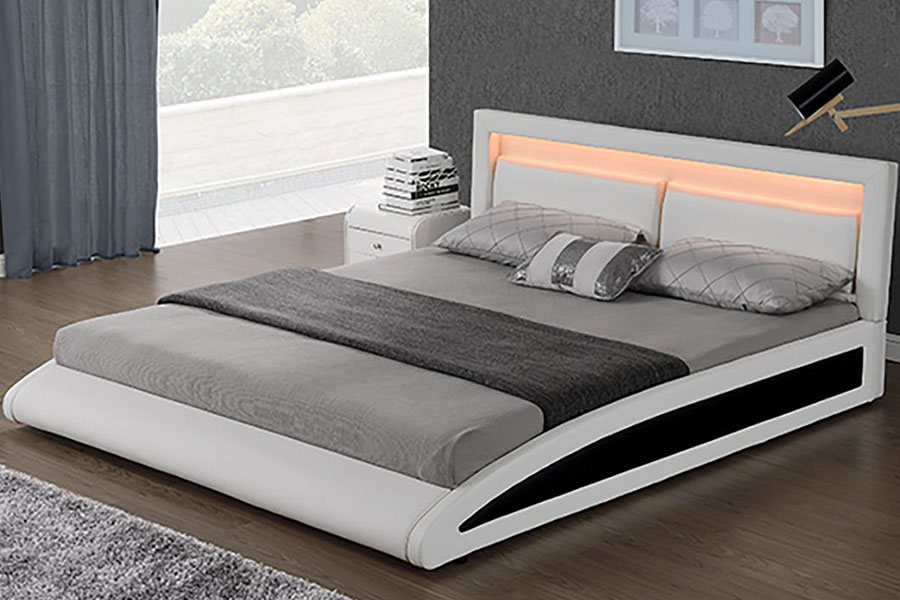 1118-1-2 Buet europeisk kunstskinn Smart LED-sengeramme