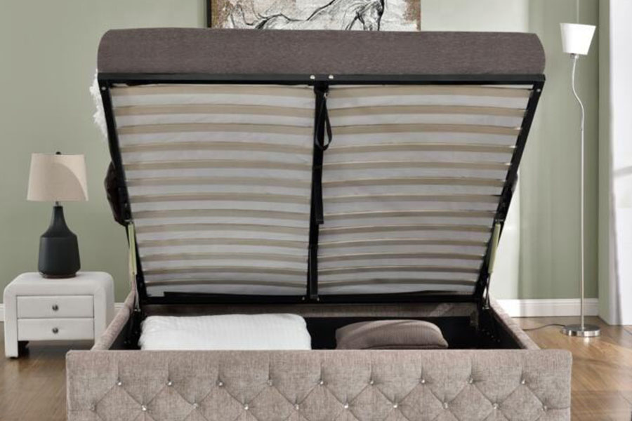 1151G Luxury Velvet Lift King Oppbevaring Tufted Sengeramme