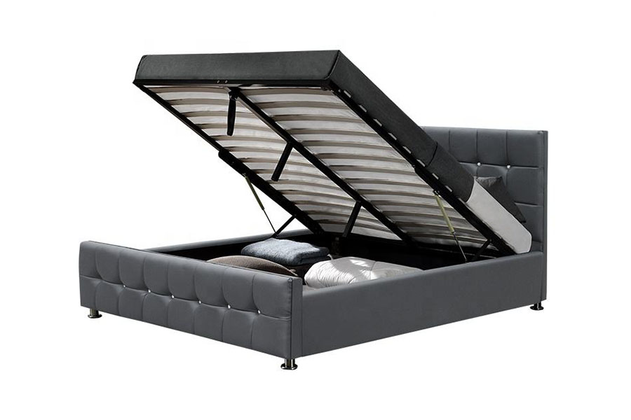 1149-1G Modern Chenille Velvet LED Gas Lift Oppbevaringsseng