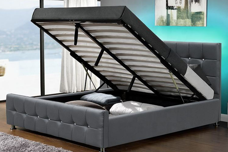 1149-1G Modern Chenille Velvet LED Gas Lift Oppbevaringsseng