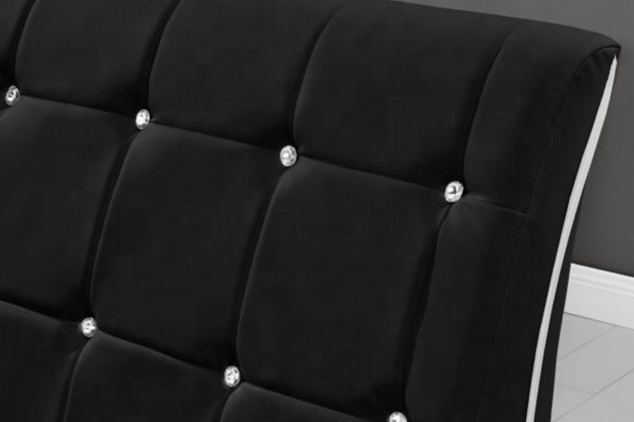 1144-1 Tufted Faux Leather Luxury LED Polstret sengeramme