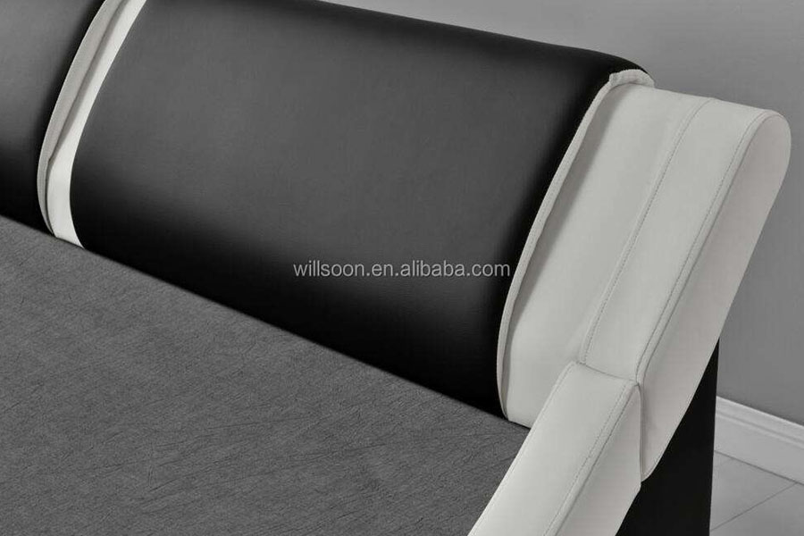 1187-1 italiensk S-Shape LED Leather King Polstret Sengeramme