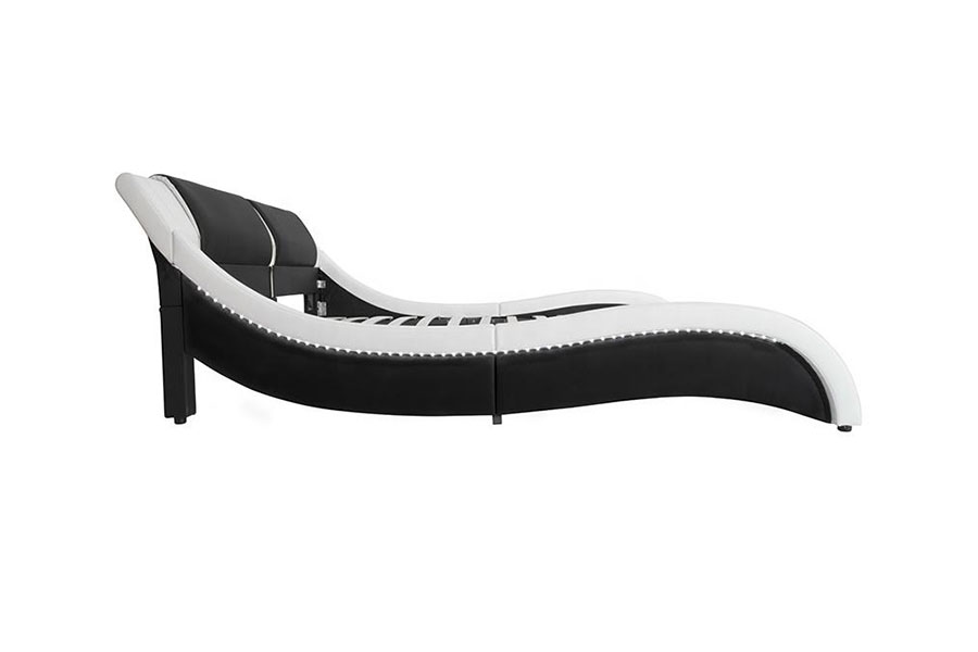 1178-1 Wave-lignende LED-ramme Leather Queen King Polstret seng
