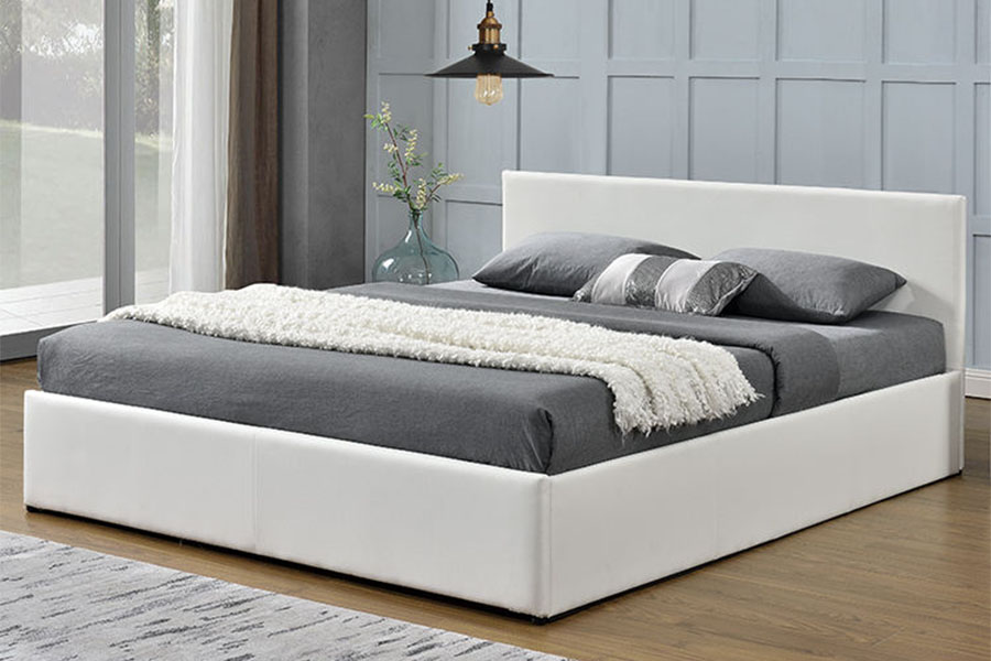 1166G King Ottoman Gass Lift PU Velvet Oppbevaringsseng ramme