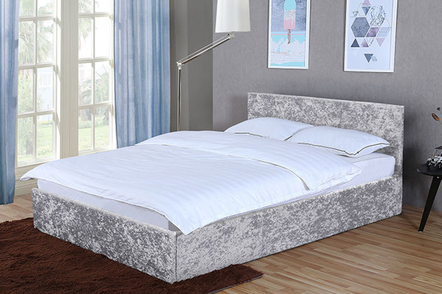 1166G King Ottoman Gass Lift PU Velvet Oppbevaringsseng ramme