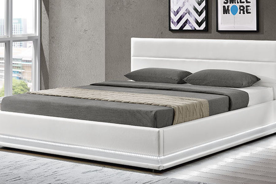 1165-1G Modern Luxury Leather Storage LED Polstret Sengeramme
