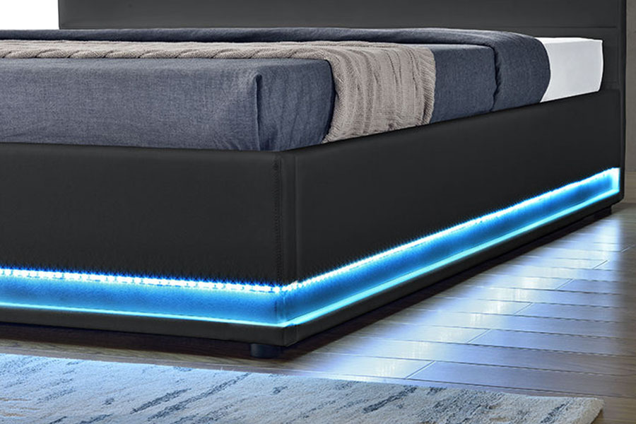 1165-1G Modern Luxury Leather Storage LED Polstret Sengeramme