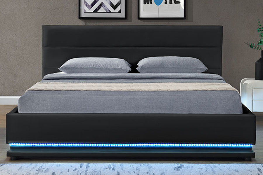 1165-1G Modern Luxury Leather Storage LED Polstret Sengeramme